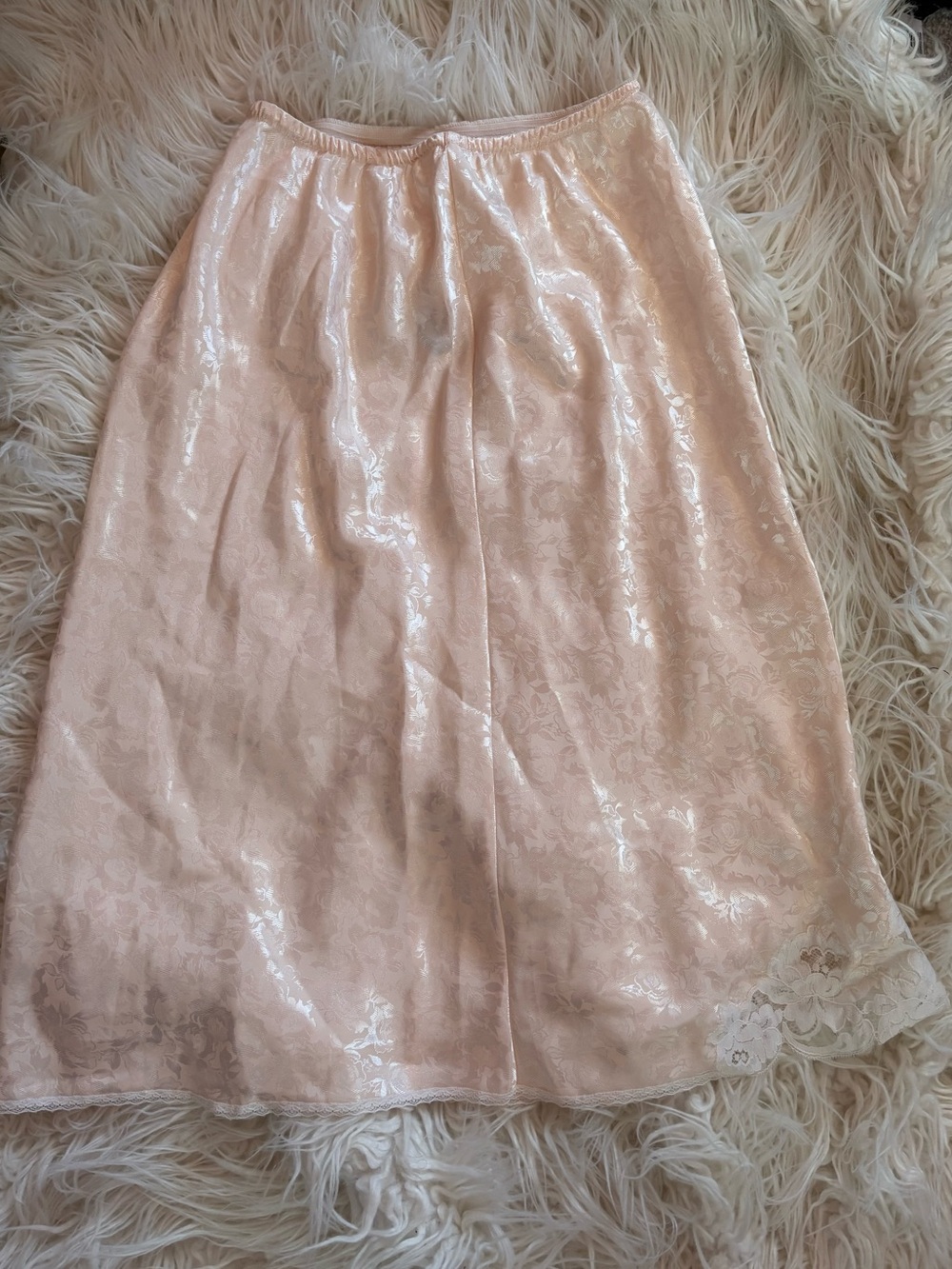 Vintage Christian Dior Pink Satin Lace Slip Skirt M Union Made